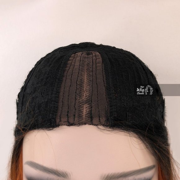 Dark Brown Ginger Red Ombre Wavy Lace Wig 12" | Primose - Picture 5 of 6